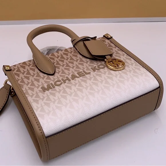 Michael Kors Mirella Extra-Small Ombré Logo Crossbody XBODY ShopperBag Camel NWT - Picture 15 of 16
